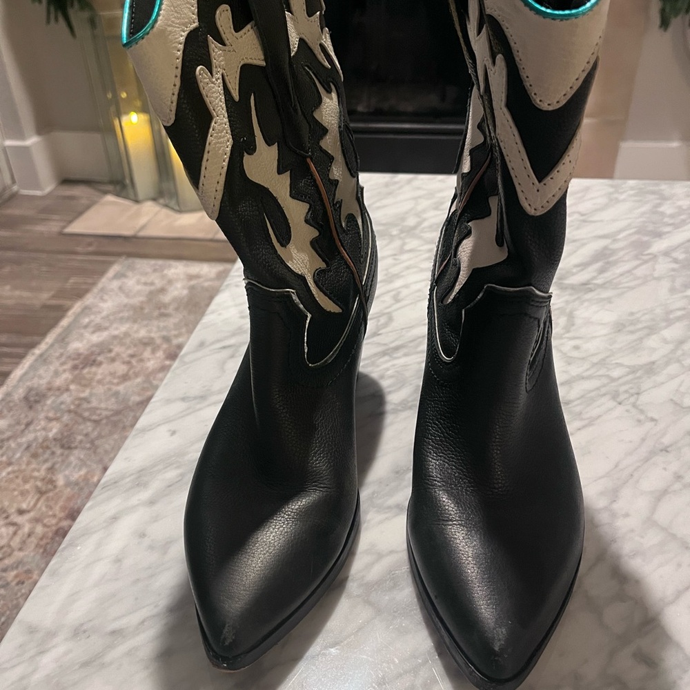 Dolce Vita Black and White Heeled Boots